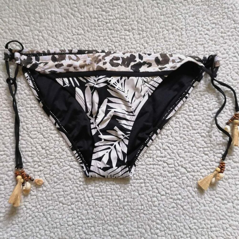 Bleu Rod Beattie Tie-Side Hipster Bikini Swim Bottom In Black Multi, Size 6